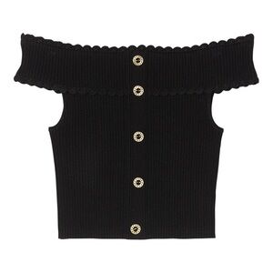 SANDRO Bergame Off The Shoulder Ribbed Sweater Top